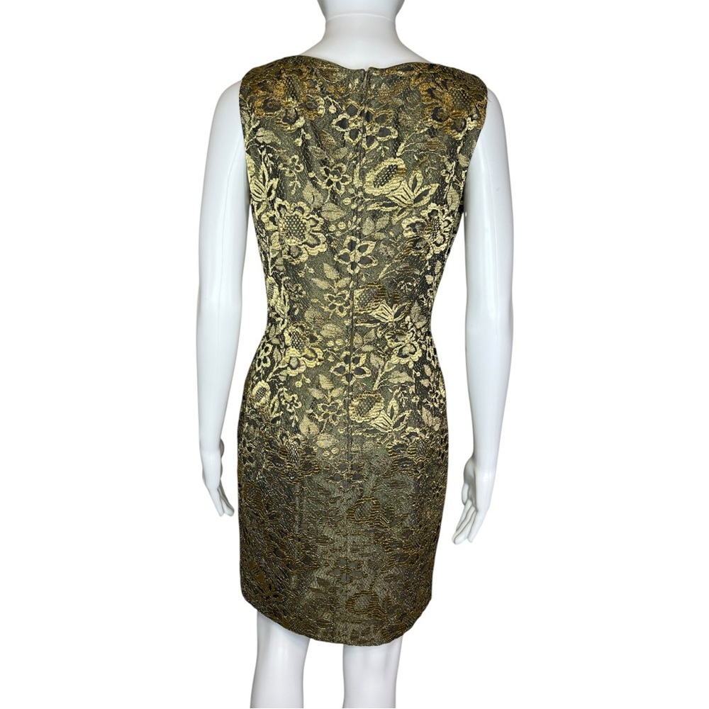 Escada Margaretha Ley Metallic Gold Lace Sheath‎ Dress 36 - Picture 5 of 9
